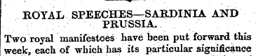 ROYAL SPEECHES—SARDINIA AND PRUSSIA. Two...