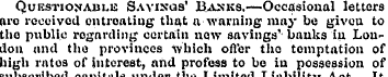 Question An LE Savings' Banks.—Occasiona...