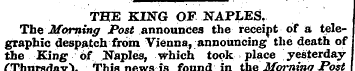 THE KING OF NAPLES, The Morning Post ann...