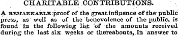 CHARITABLE CONTRIBUTIONS. A remarkable p...