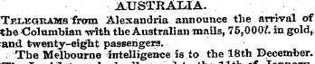 AUSTRALIA. Telegrams "from Alexandria an...