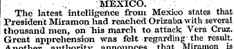 MEXICO. The latest intelligence from Mex...