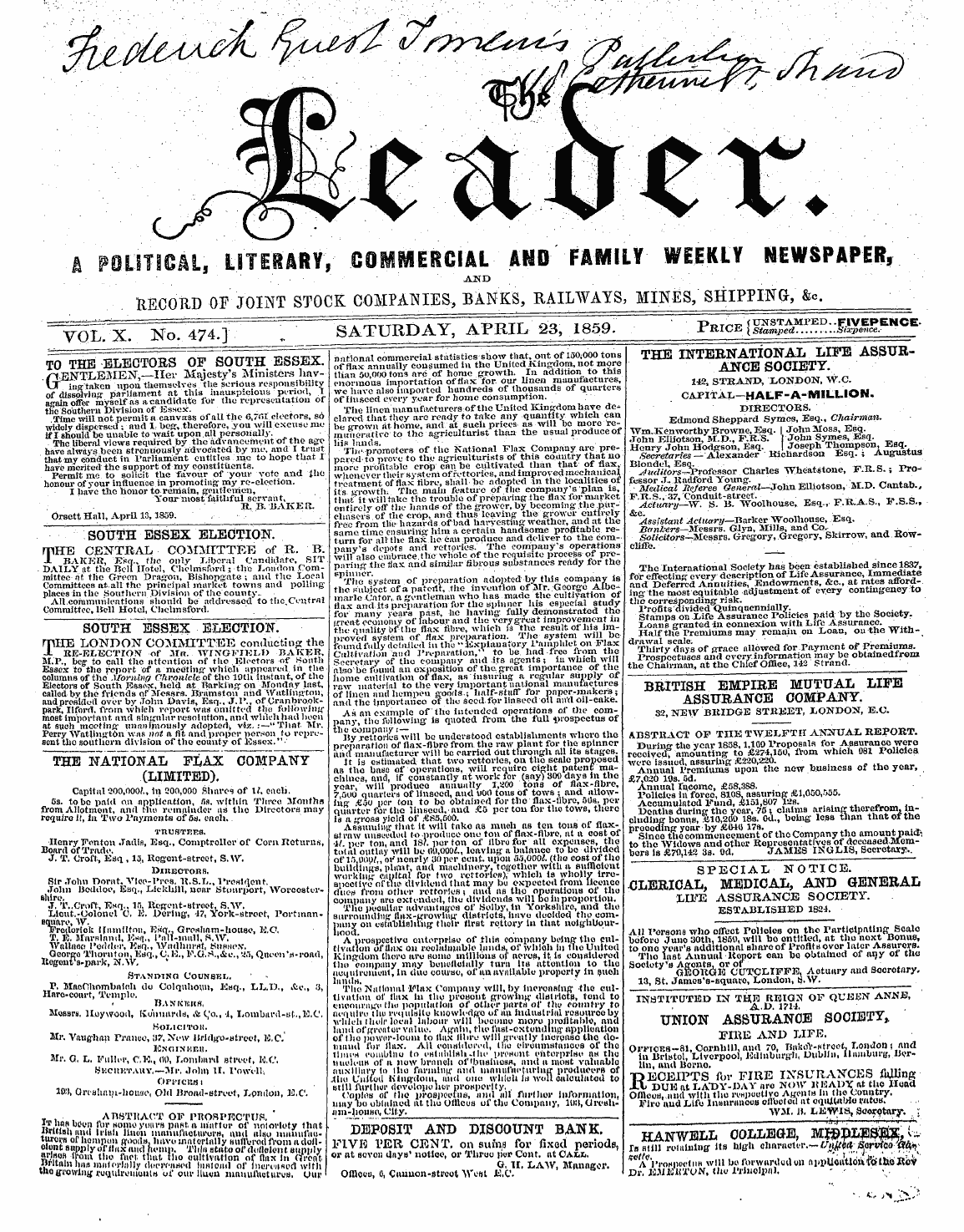 Leader (1850-1860): jS F Y, 2nd edition - Ad00104