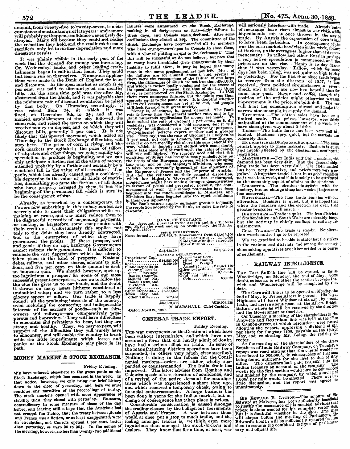 Leader (1850-1860): jS F Y, 2nd edition - General Trade Report