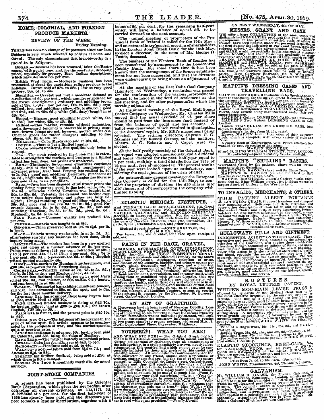 Leader (1850-1860): jS F Y, 2nd edition - Tatwrn Qmnnir Nniutp Tstttur Joint-Stoojl Cujs(U'.&Mja».