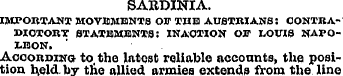 SARDINIA. IMPORTANT MOVEMENTS OF THE AUS...