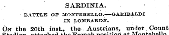 SARDINIA. BATTLE OF MOSTEBELLO.-—GARIBAL...