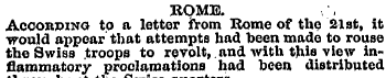 ROME. According to a letter from Rome of...