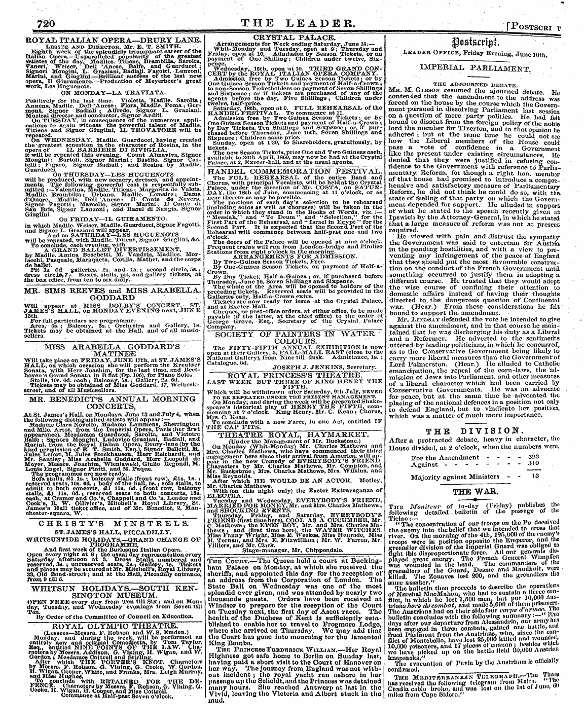 Leader (1850-1860): jS F Y, 2nd edition - The Division. After A Protracted Debate,...