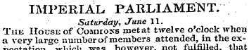 IMPERIAL, PARLIAMENT. Saturday, June 11....
