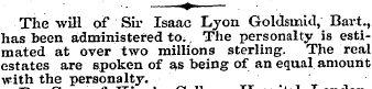 ' •• — ¦»— . ¦ . The will of Sir Isaac L...