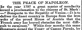 THE PEACE OF NAPOLEON". In. the year 179...