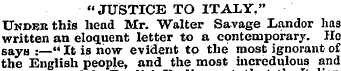 " JUSTICE TO ITALY," Under this head Mr....