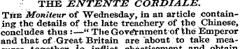 THE ENTENTE COJRDIALE. TikB Moniteur of ...