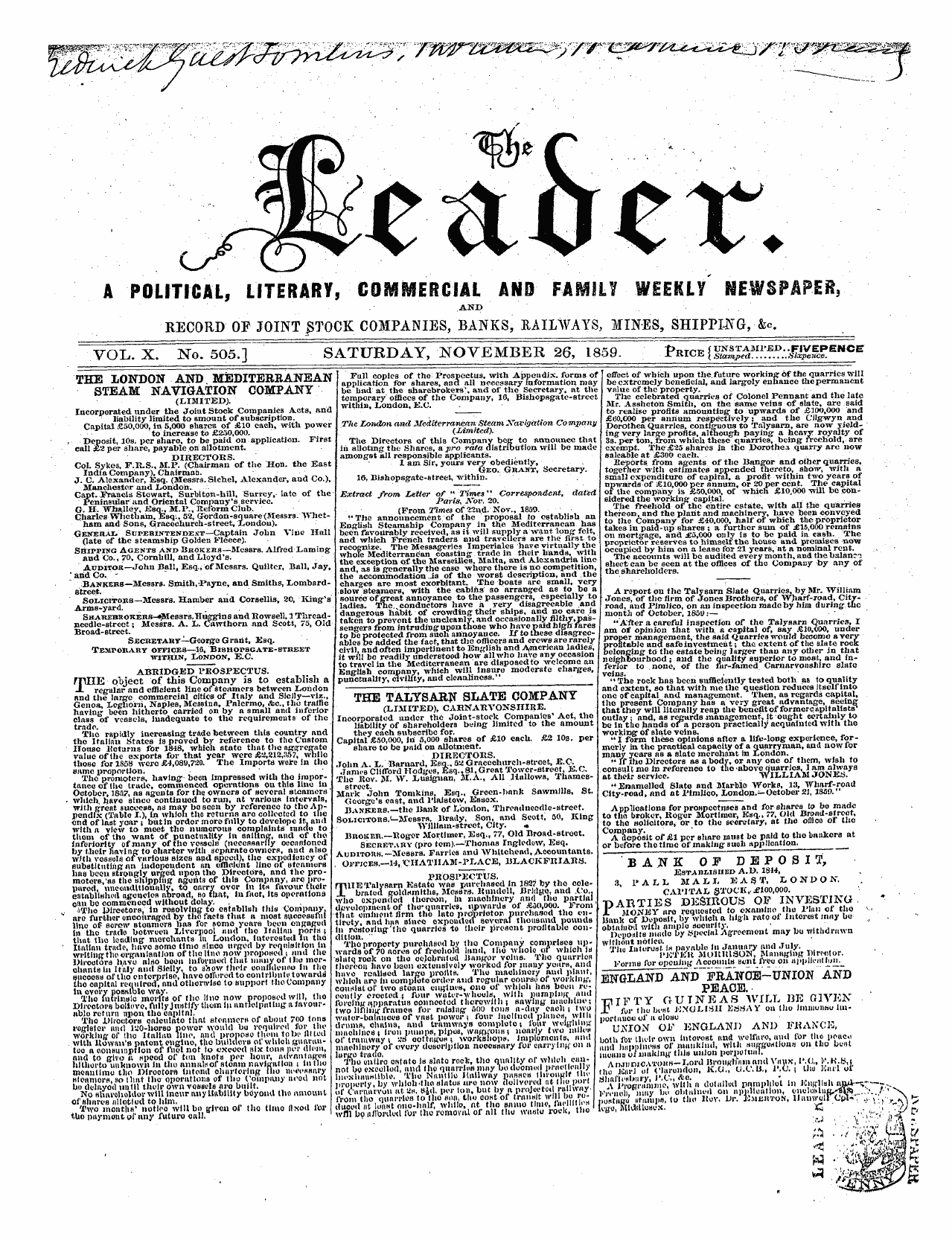 Leader (1850-1860): jS F Y, 2nd edition - Ad00105