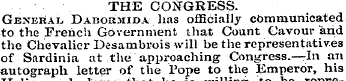 THE CONGRESS. General Dabormida has offi...