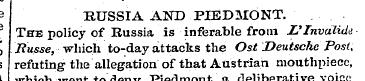 2 RUSSIA AND PIEDMONT. * The policy of R...