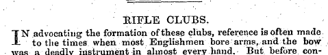 HIFLE CLUBS. I N advocating the formatio...