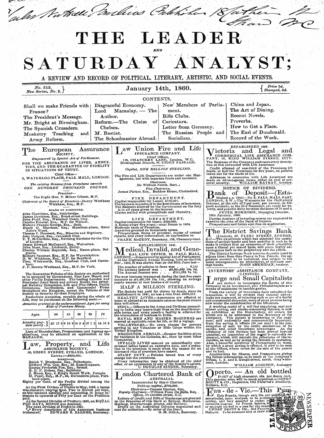 Leader (1850-1860): jS F Y, 2nd edition - Ad00112