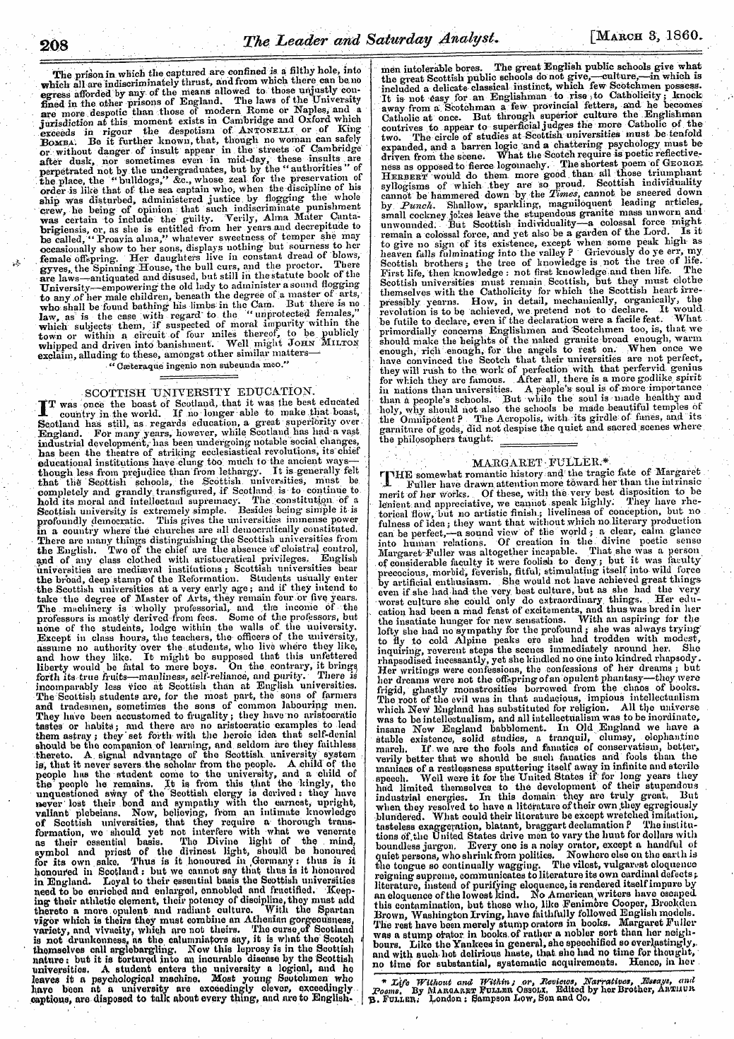 Leader (1850-1860): jS F Y, 2nd edition - 208 The Leader Arid Saturday Analyst. [M...