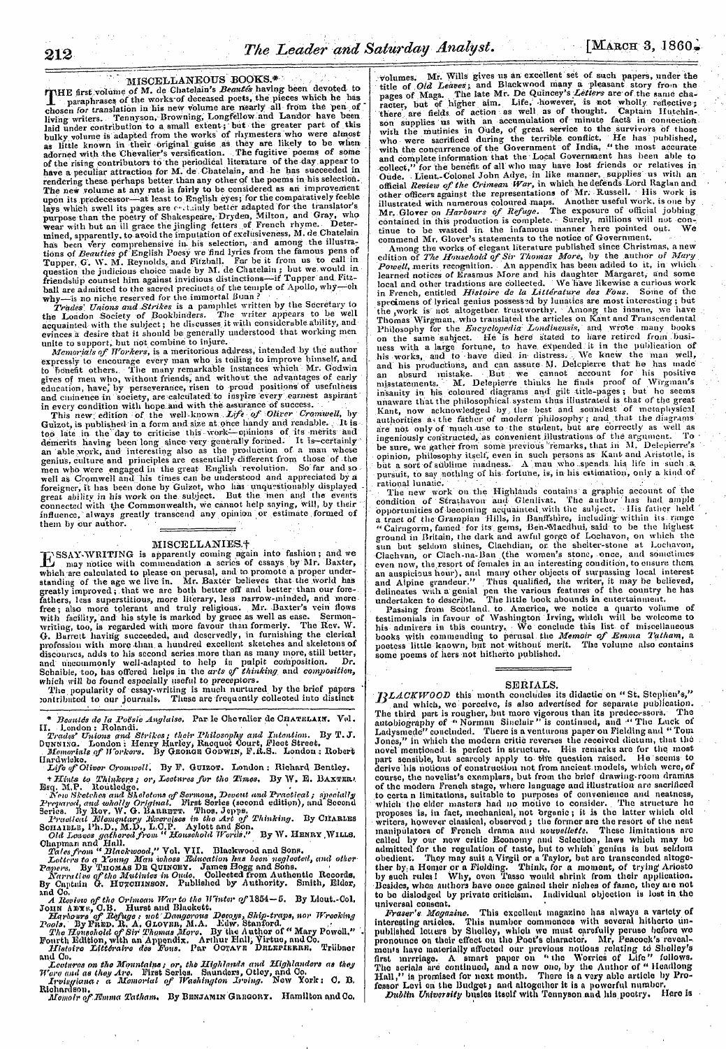 Leader (1850-1860): jS F Y, 2nd edition - 212 Theleddw-Awls<^Day-A^
