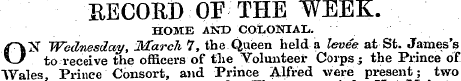 EECORD OF THE WEEK. HOME AND COtOiSTIAIi...