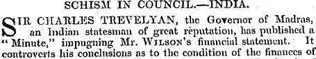 SCHISM IN COUNCIL.—INDIA. SIR CHARLES TR...