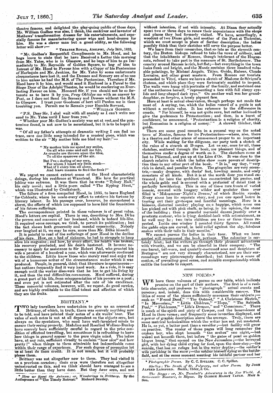 Leader (1850-1860): jS F Y, 2nd edition - Blllttany.* T Wo Lady Travellers Have Un...