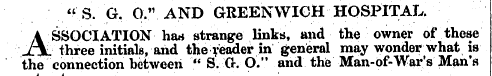 "S. G, 0." AND GREENWICH HOSPITAL. A SSO...