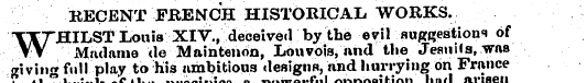 KECENT FRENCH HISTORICAL WORKS. WHIL ST"...