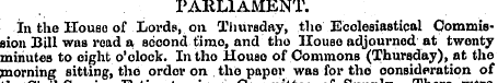 PARLIAMENT. In the House of Lords, on. T...