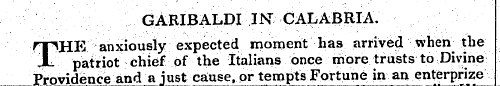 GARIBALDI IN" CALABRIA. THE anxiously ex...