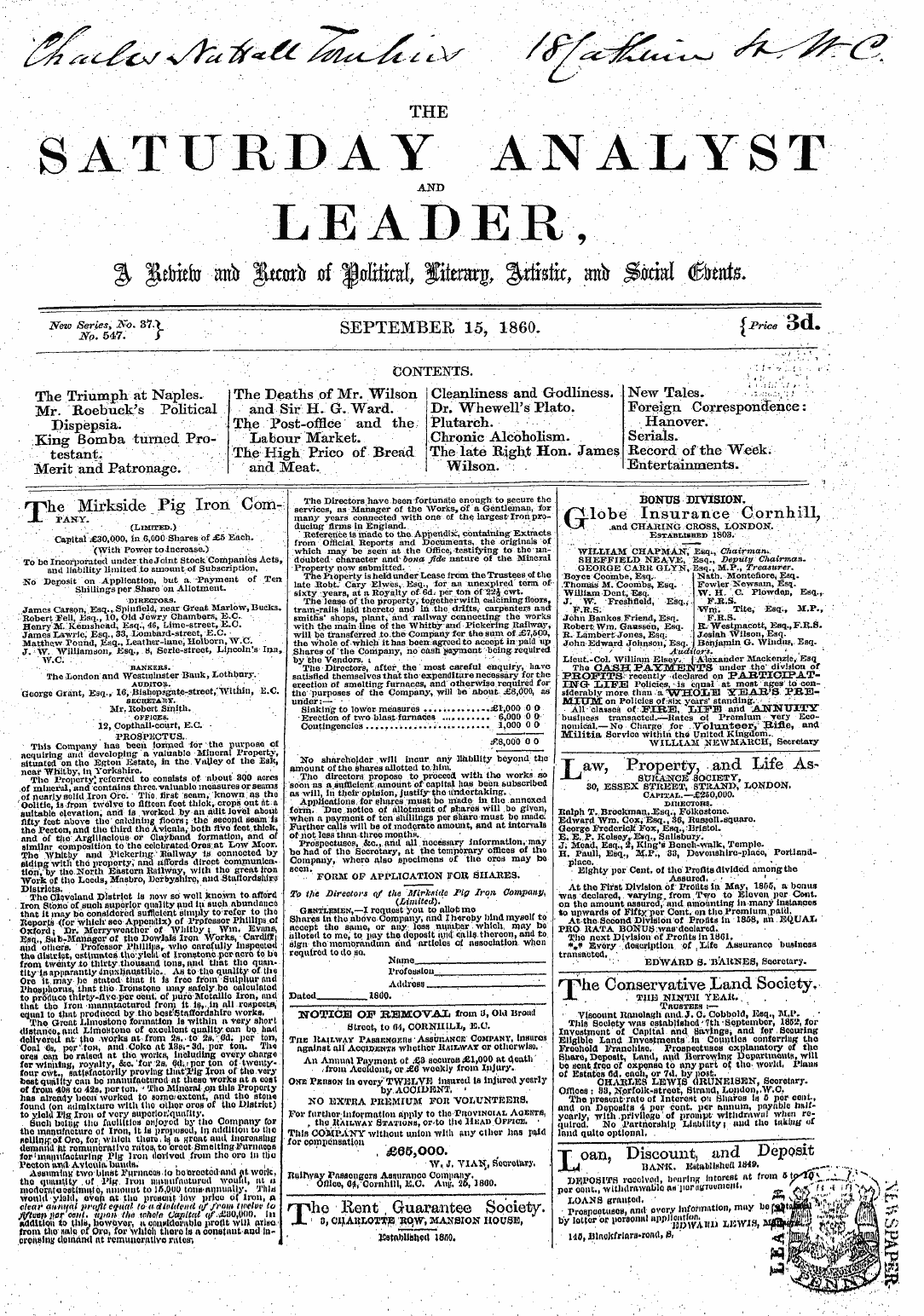 Leader (1850-1860): jS F Y, 2nd edition - Ad00113