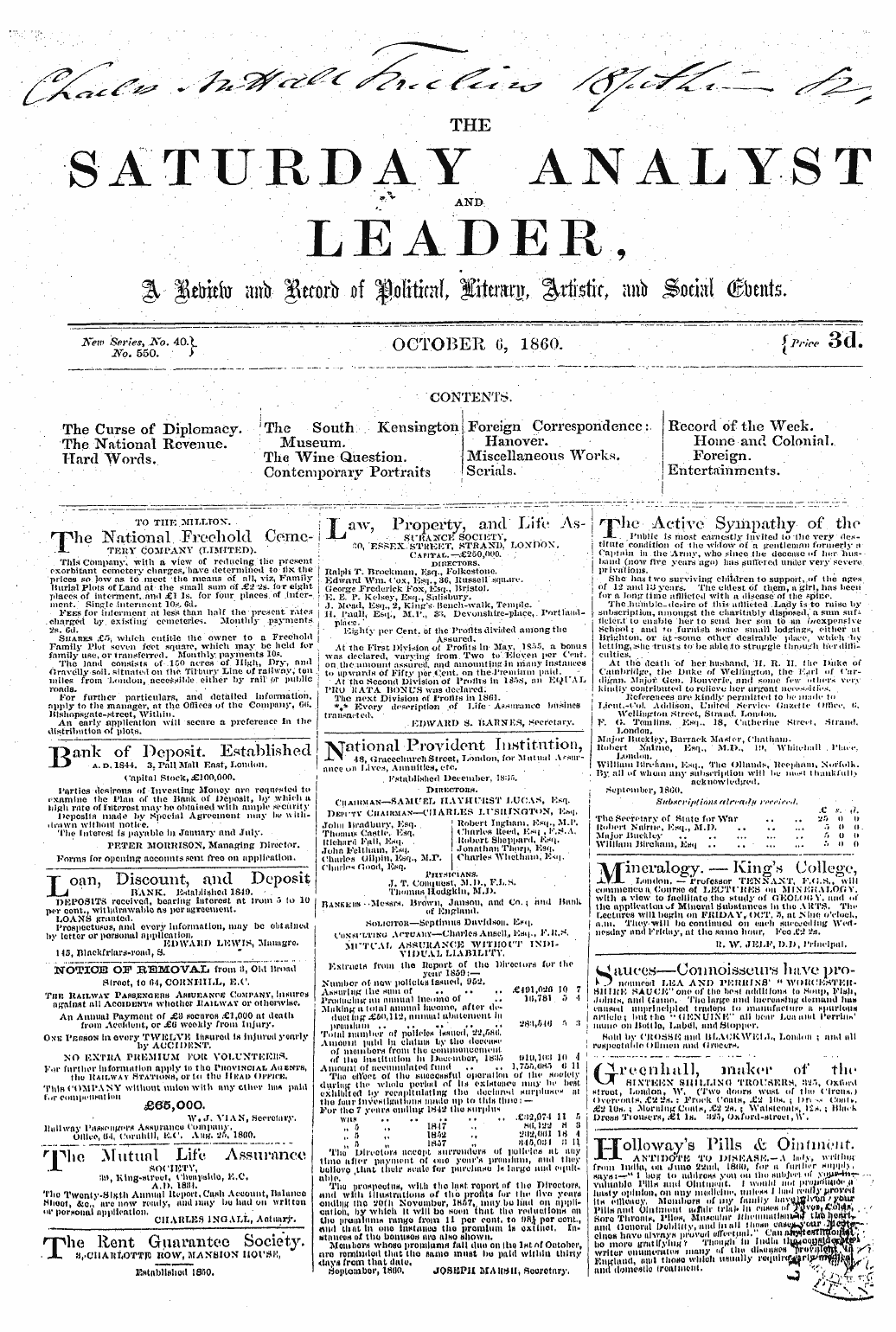 Leader (1850-1860): jS F Y, 2nd edition - ¦¦ ¦ . * . ¦ ' ¦ ^ ^ Etrieto Uitir ||Leroi*I&Gt; Of ^Lobtim^ Icitera Tir, ^T^It, Anb Social (Sbents. 40