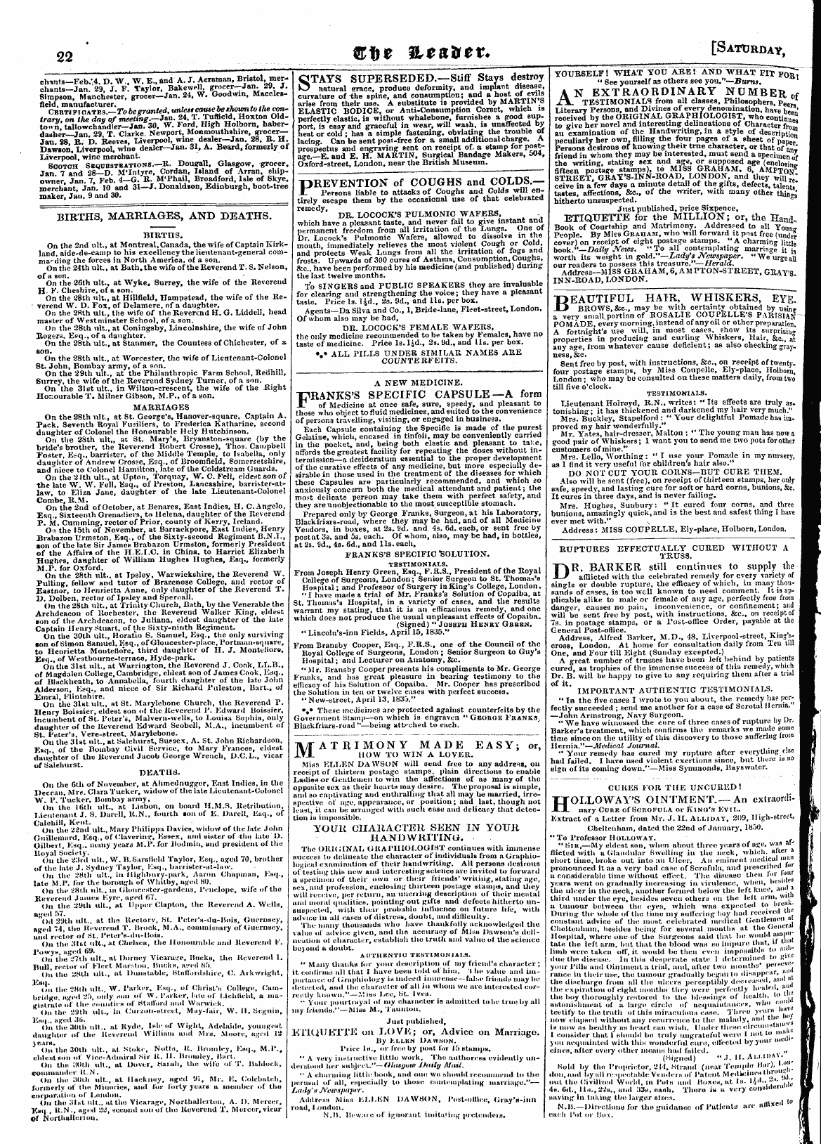 Leader (1850-1860): jS F Y, Town edition - Stays Superseded.—Stiff Stays Destroy Natural Grace, Produce Deformity, And Implant Disease