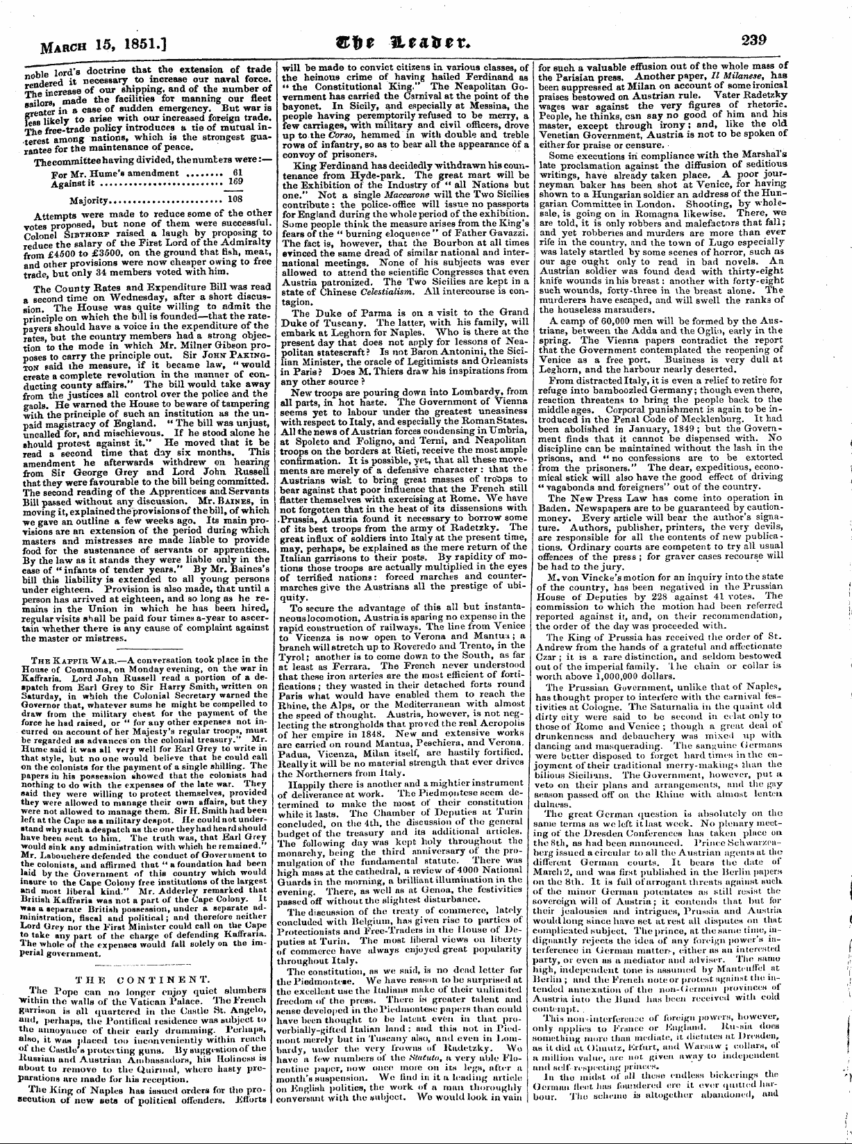 Leader (1850-1860): jS F Y, Town edition - Untitled Article