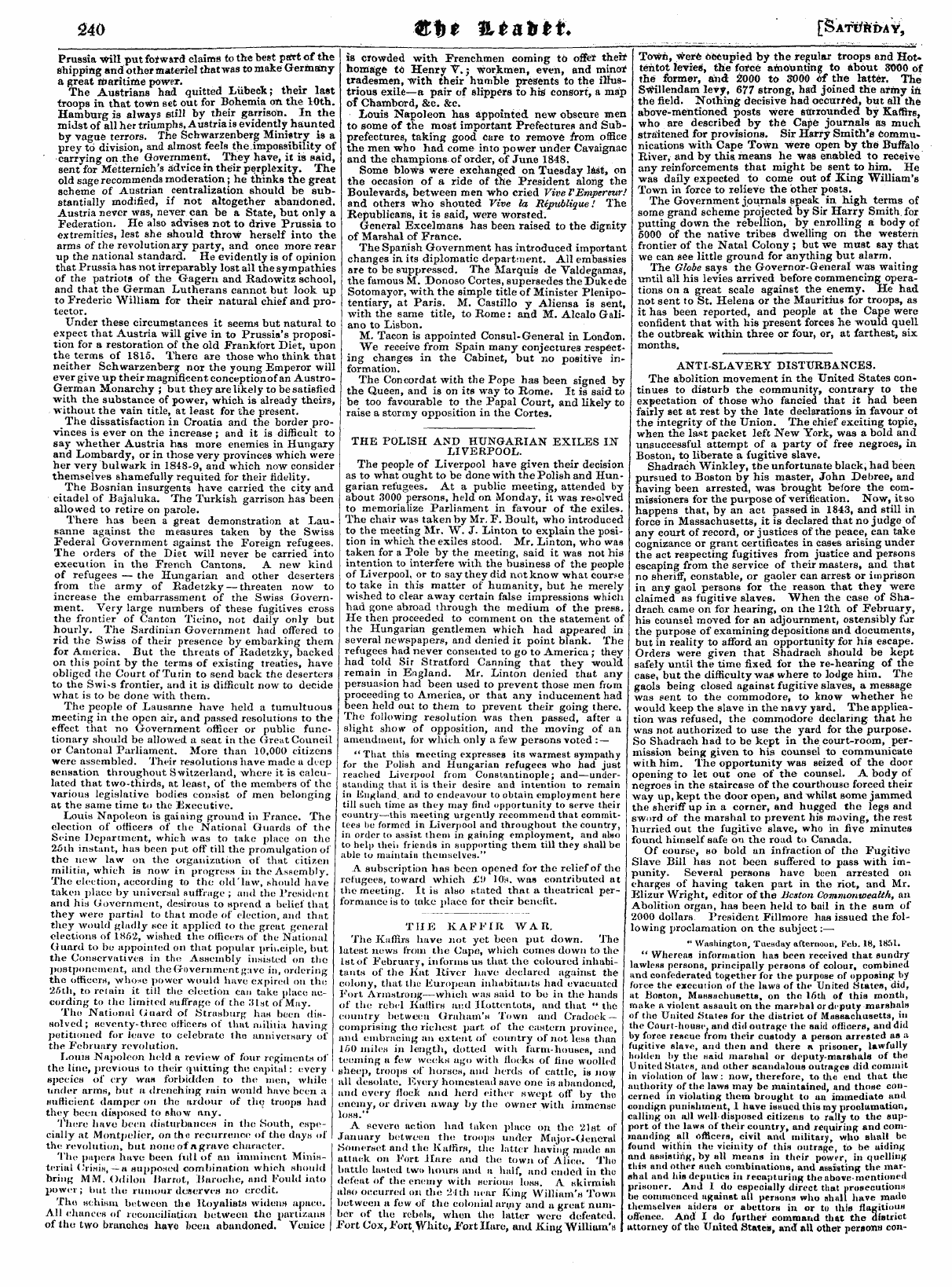 Leader (1850-1860): jS F Y, Town edition - Untitled Article