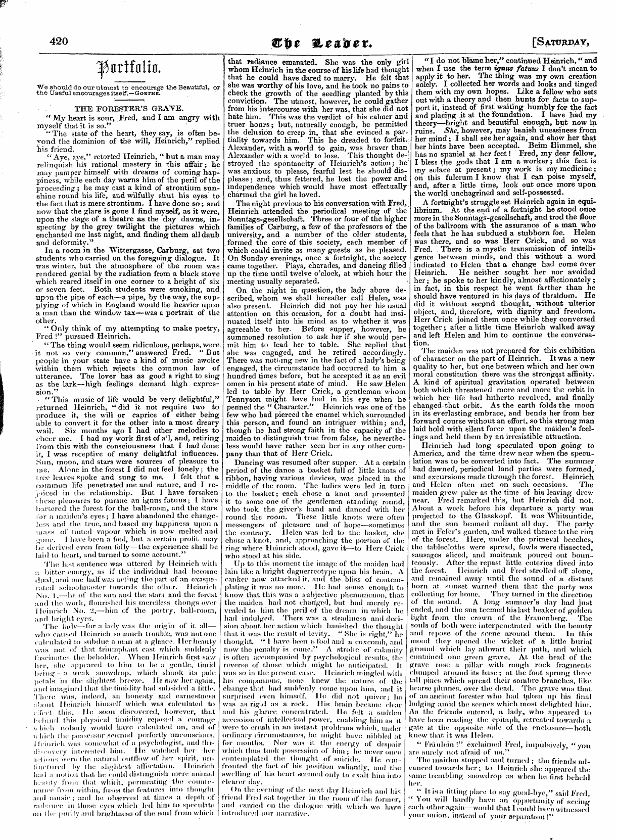 Leader (1850-1860): jS F Y, Town edition - Untitled Article