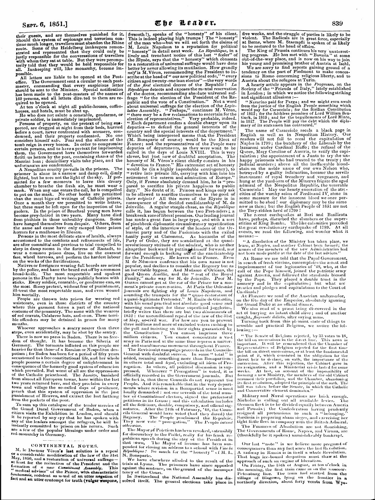 Leader (1850-1860): jS F Y, Town edition - Untitled Article