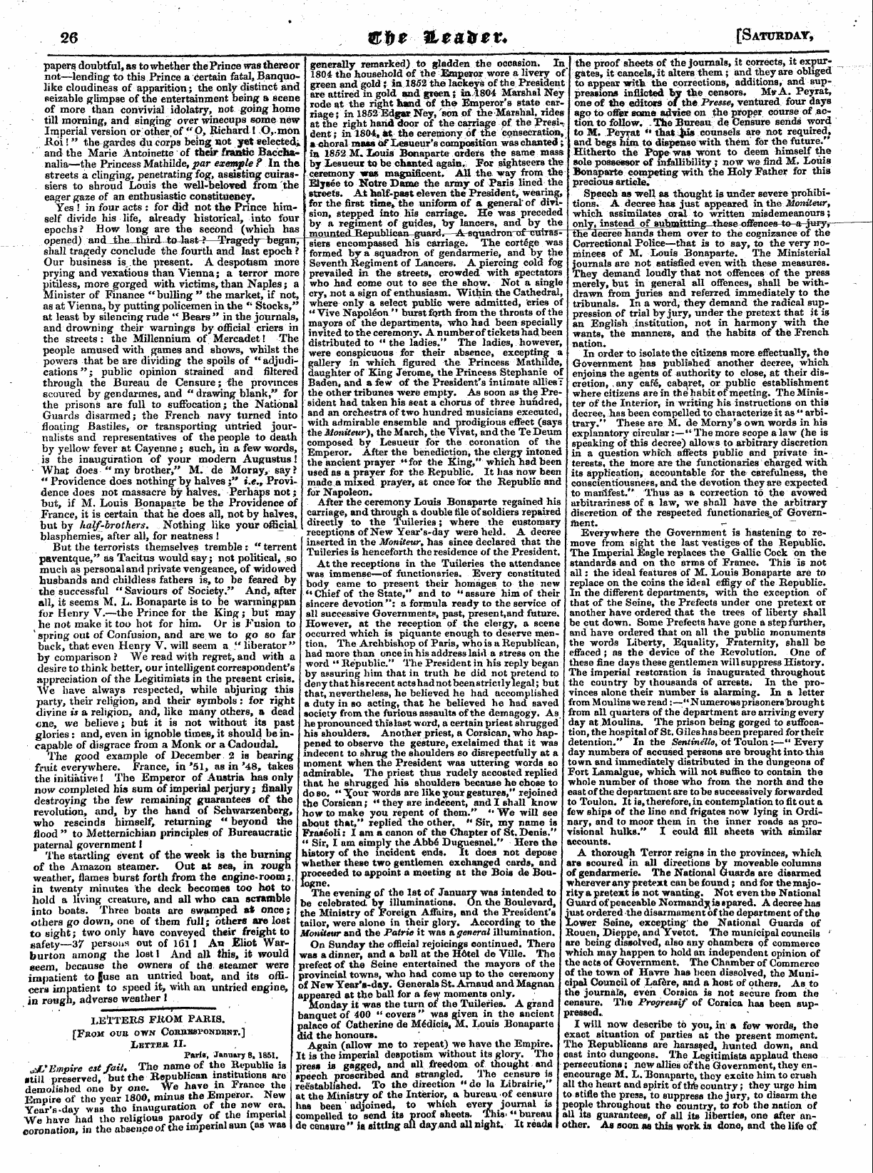 Leader (1850-1860): jS F Y, Town edition - Untitled Article