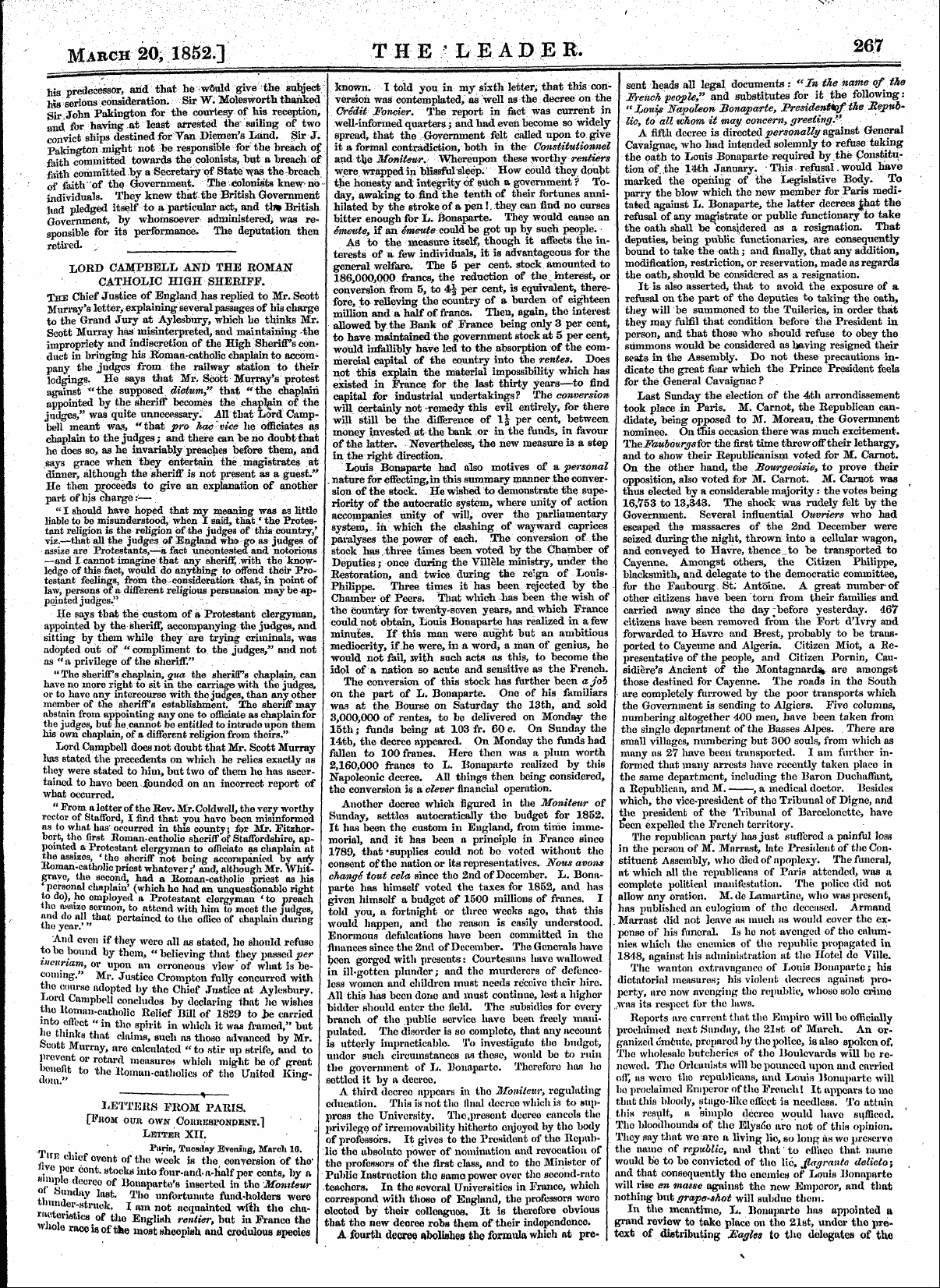 Leader (1850-1860): jS F Y, Town edition - Untitled Article