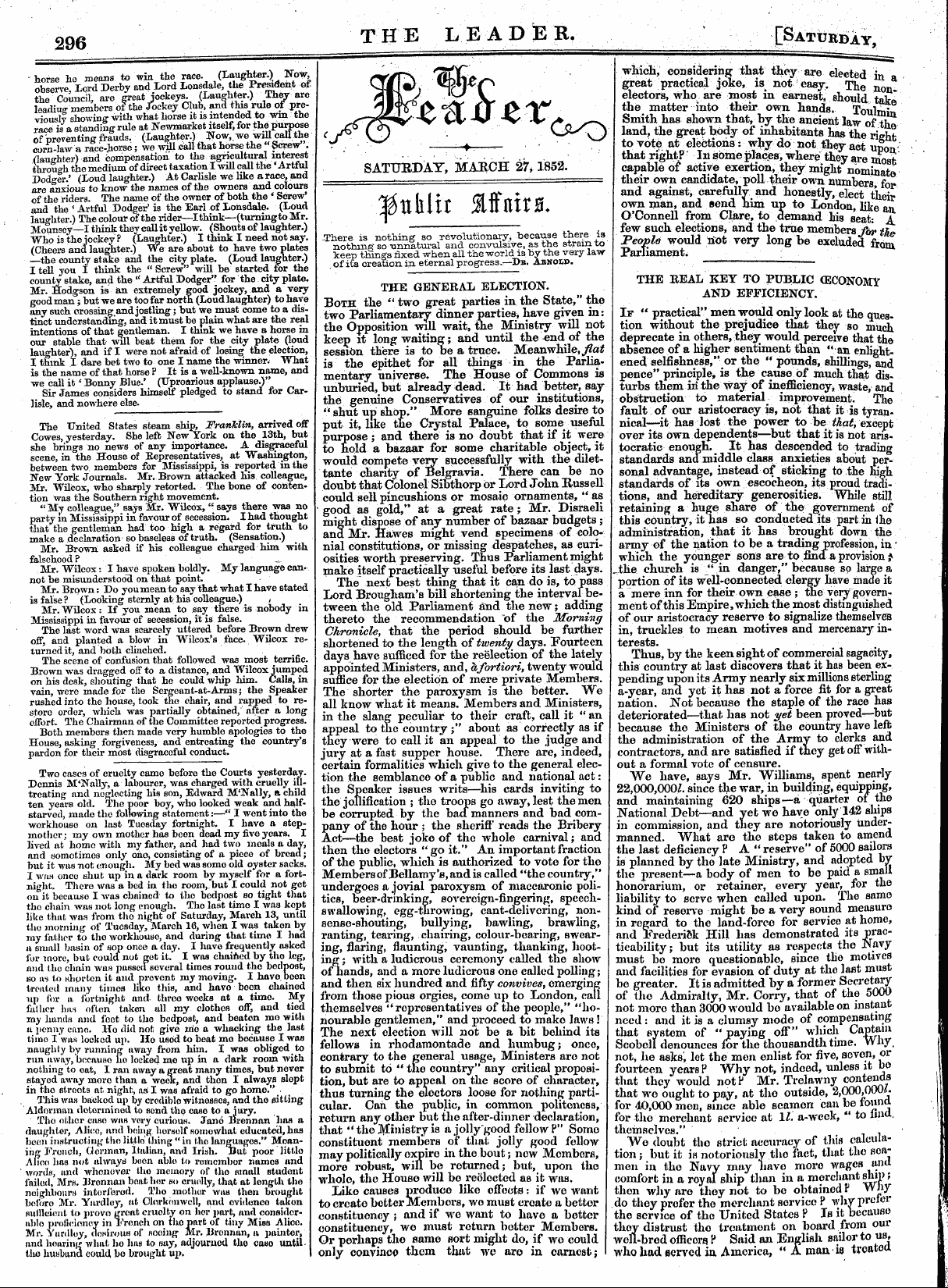 Leader (1850-1860): jS F Y, Town edition - Untitled Article