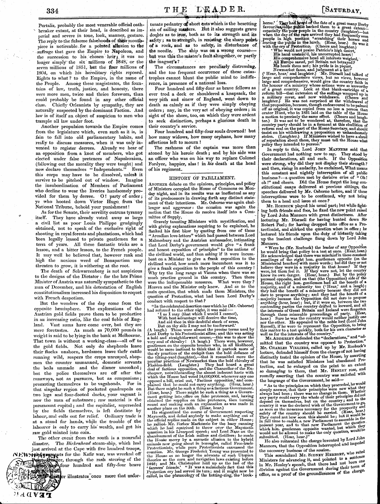 Leader (1850-1860): jS F Y, Town edition - Untitled Article