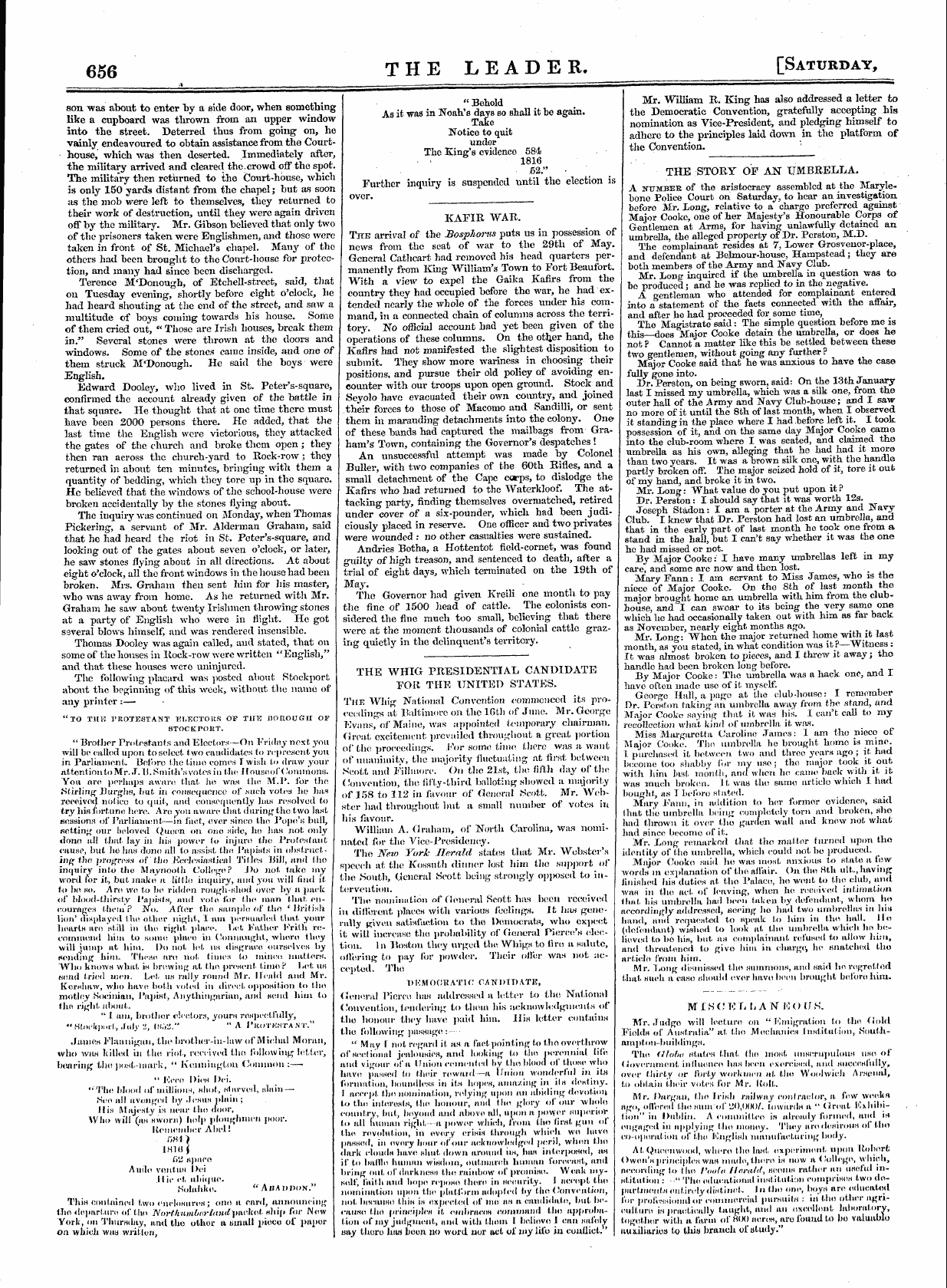 Leader (1850-1860): jS F Y, Town edition - Untitled Article