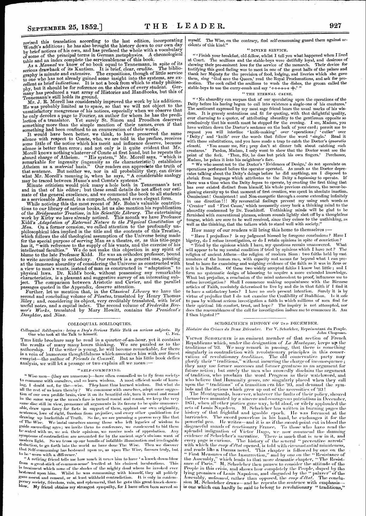 Leader (1850-1860): jS F Y, Town edition - Untitled Article