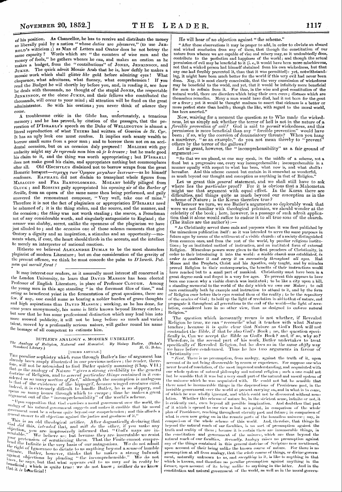 Leader (1850-1860): jS F Y, Town edition - Untitled Article