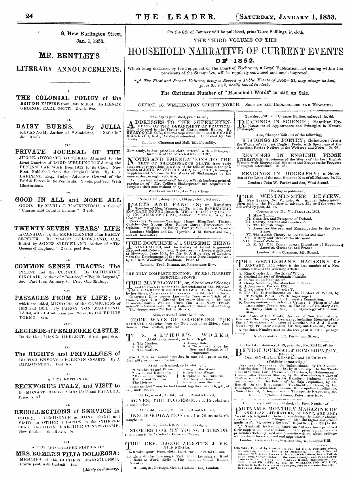 Leader (1850-1860): jS F Y, Town edition - Untitled Article