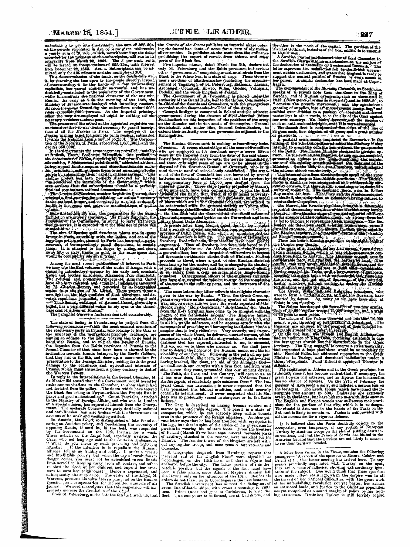 Leader (1850-1860): jS F Y, 1st edition - Untitled Article