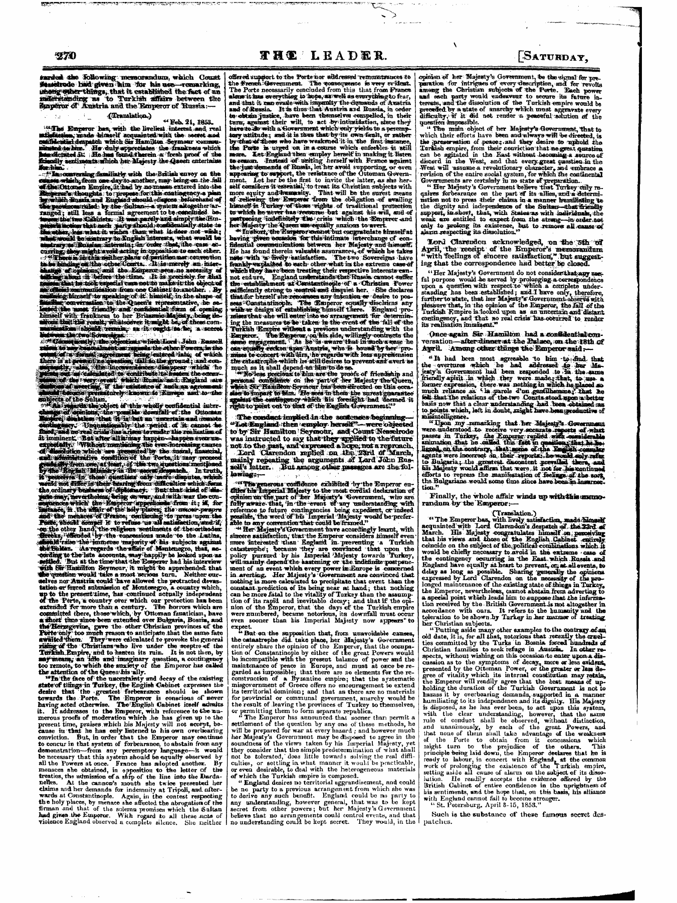 Leader (1850-1860): jS F Y, 1st edition - Untitled Article