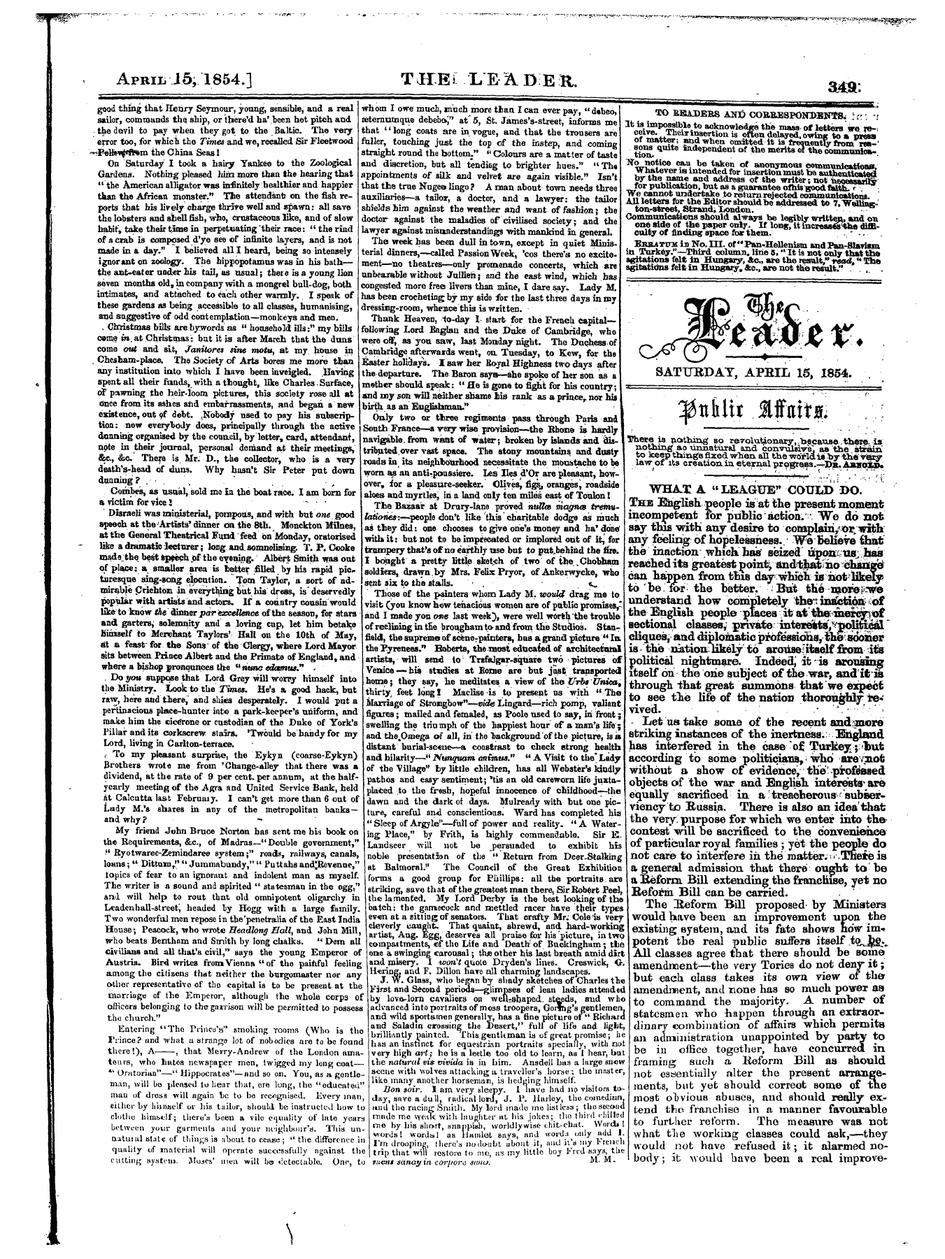 Leader (1850-1860): jS F Y, 1st edition - Untitled Article